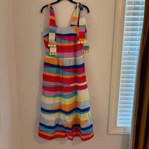 CROSBY by Mollie Burch - Ranbow Strip Tie-Shoulder Tiered Dress - XS - NWOT